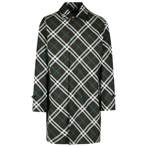 Burberry Check' Green Polyester Trench Coat Green 