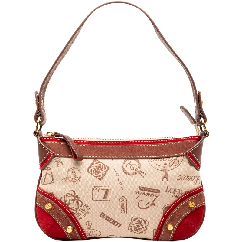 Loewe Schultertasche 160th Anniversary Suede Trimmed Canvas Shoulder Ba braun