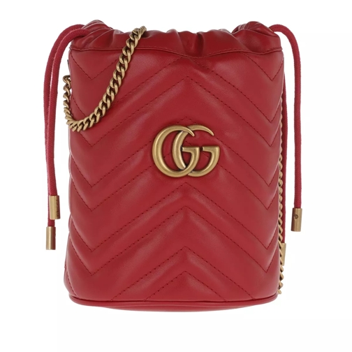 Gucci GG Marmont Mini Bucket Bag Leather Red Buideltas