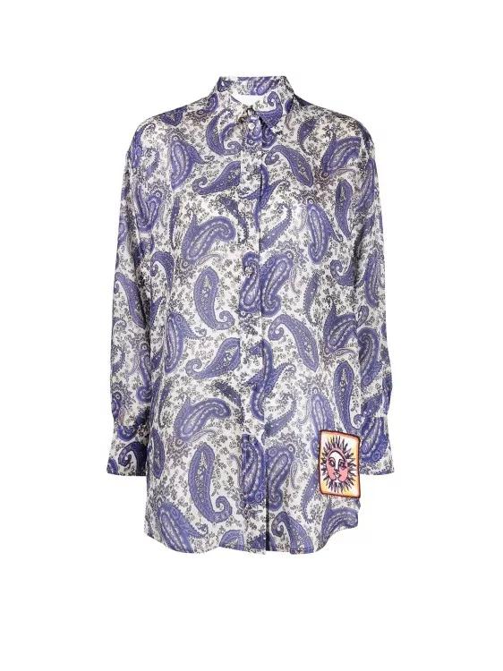 Devi Printed Silk Long Shirt