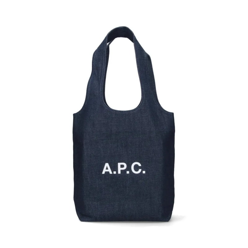 A.P.C. Draagtas Navy Blue Tote Bag With Contrasting Logo Blue
