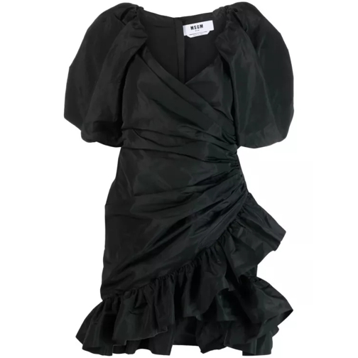 MSGM Black Taffeta Mini Dress Black 