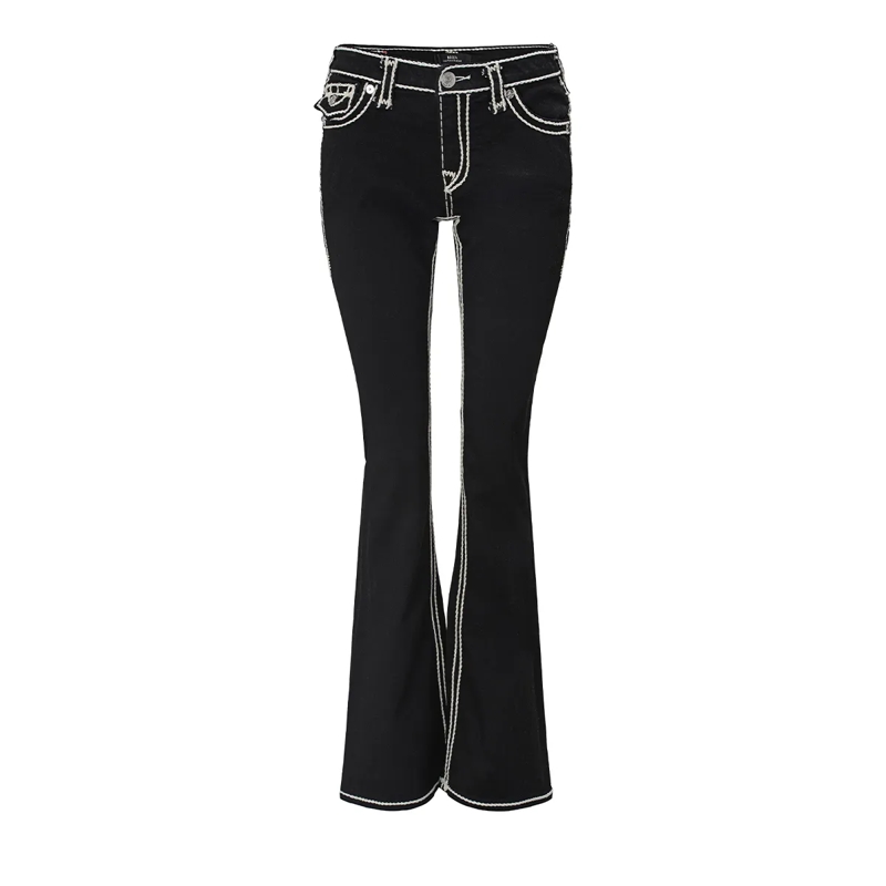 True Religion Bootcut-Jeans - Bootcut- Mid Rise- Ausgestelltes Bein- Super  schwarz