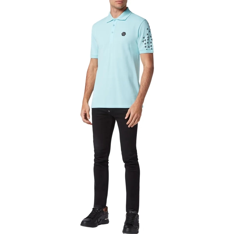 Philipp Plein Top Poloshirt Skull&Bones hell-blau(Image 6)