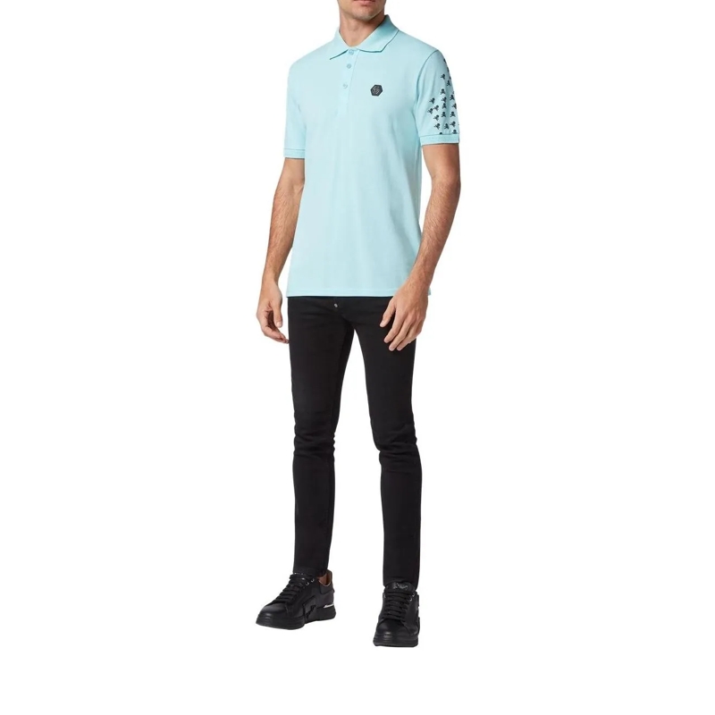 Philipp Plein Poloshirt Poloshirt Skull&Bones hell-blau(Image 3)