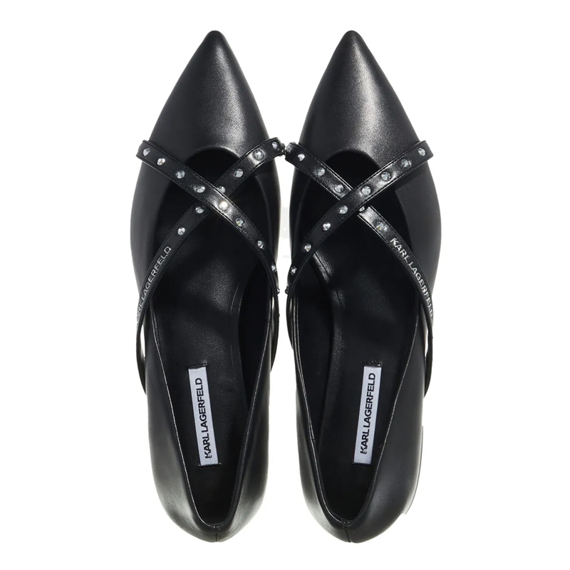 Karl Lagerfeld Ballerinas Kerrie Krosstrap Studs Black Lthr(Image 6)