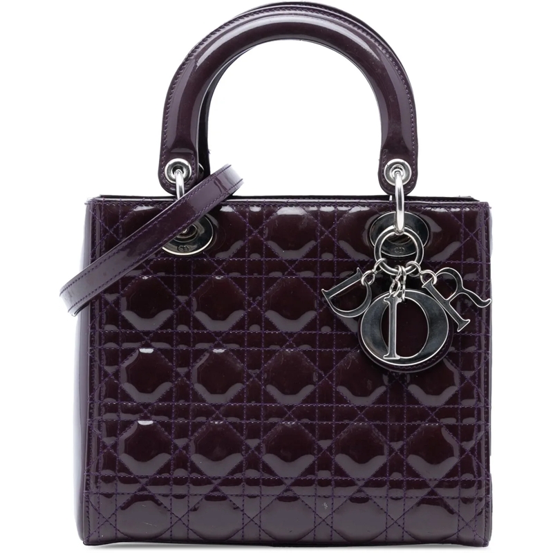 Christian Dior Schultertasche Medium Patent Cannage Lady Dior lila
