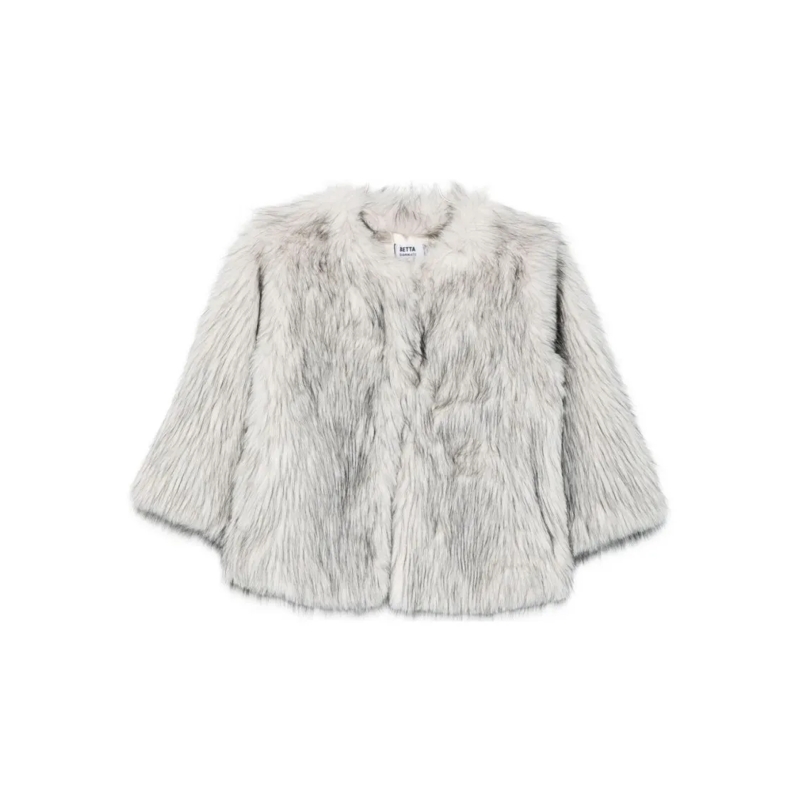 Betta Corradi  Plush Faux Fur Short Coat White