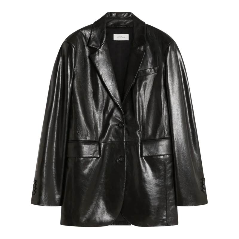 Max Mara Blazer Tailored Black Jacket With Shiny Finish And Struct Black