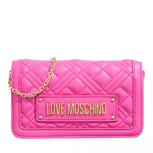 Love Moschino Slg Quilted Fuxia Wallet On A Chain