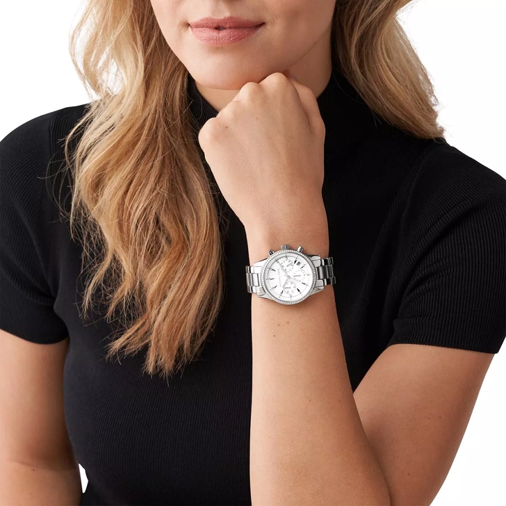 Michael kors chronograph watch silver discount