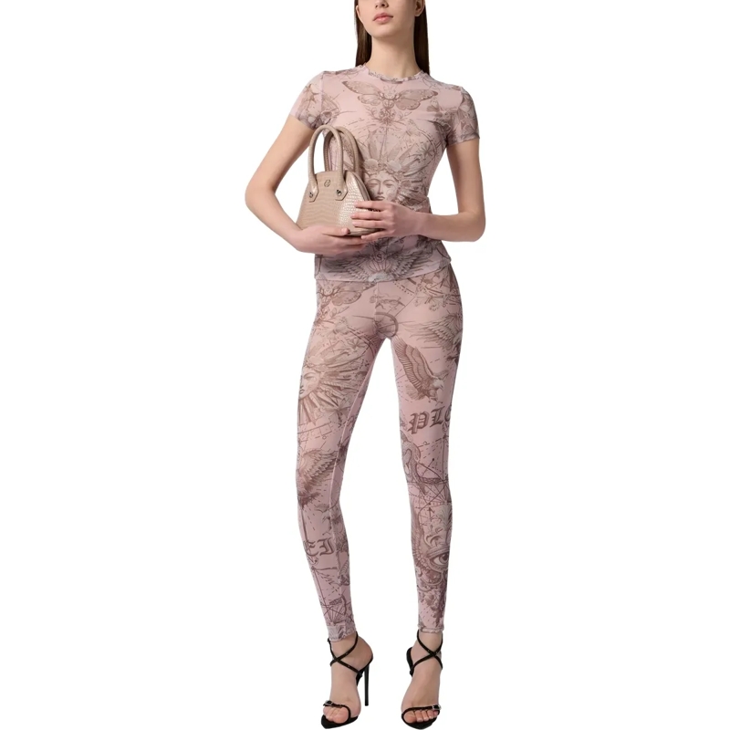 Philipp Plein Leggings Tulle Leggings Butterfly Tattoo rose(Image 4)