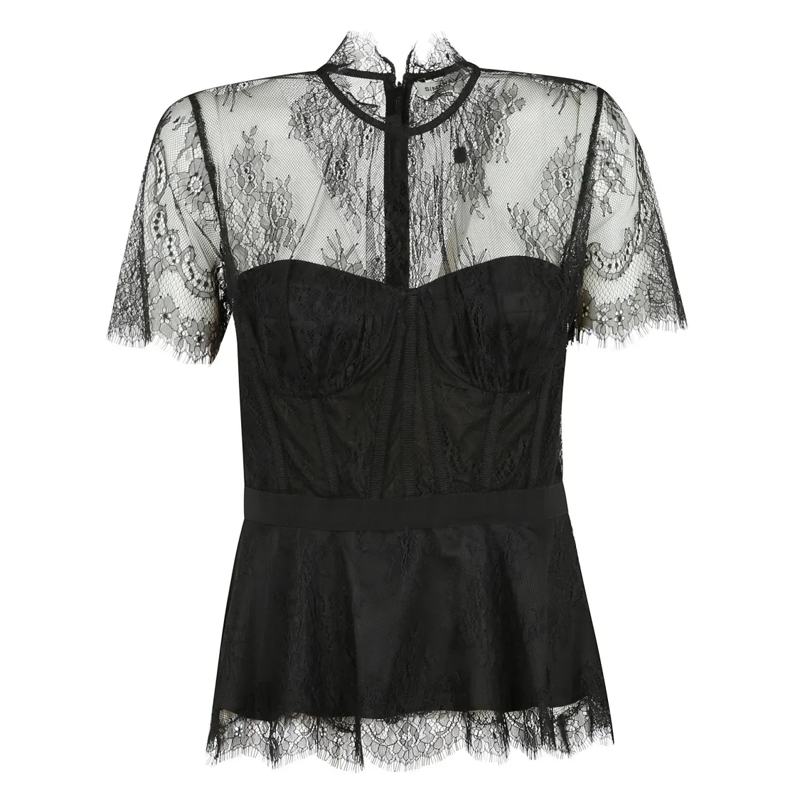 JONATHAN SIMKHAI Bluse Lace Bustier Top Black