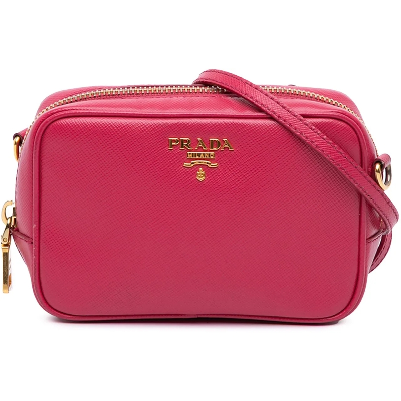 Prada Schultertasche Mini Saffiano Camera Bag rose