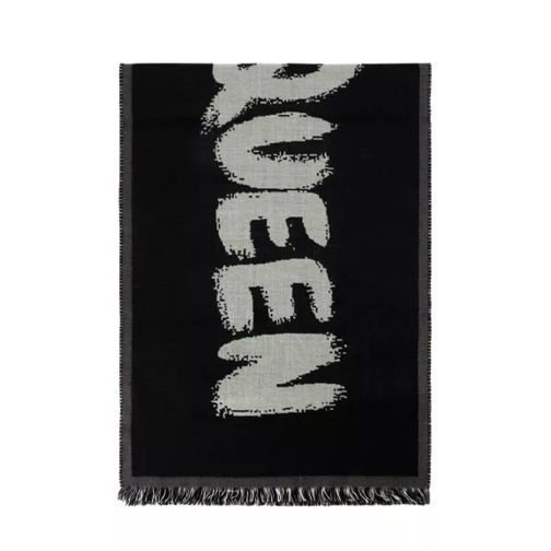 Alexander McQueen Sc Over Mcqueen Af Scarf  - Black/Ivory - Wool Black 