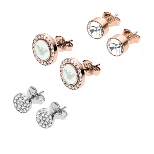 Emporio Armani Ladies Signature Earrings Set Silver/Copper Orecchini a bottone