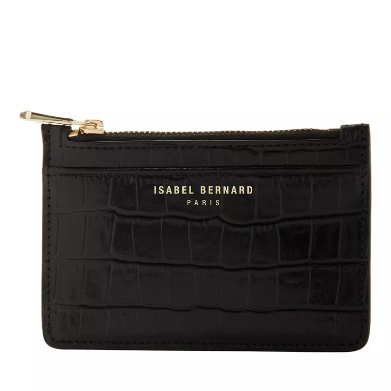 Isabel Bernard Kaartenhouder Honoré Aveline Croco Black Calfskin Leather Card Holder