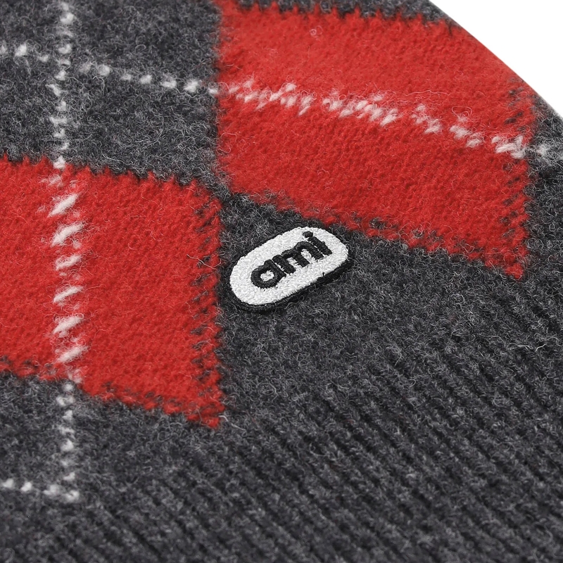 AMI Paris Pull Troyer mit Argyle-Muster grau(Image 4)