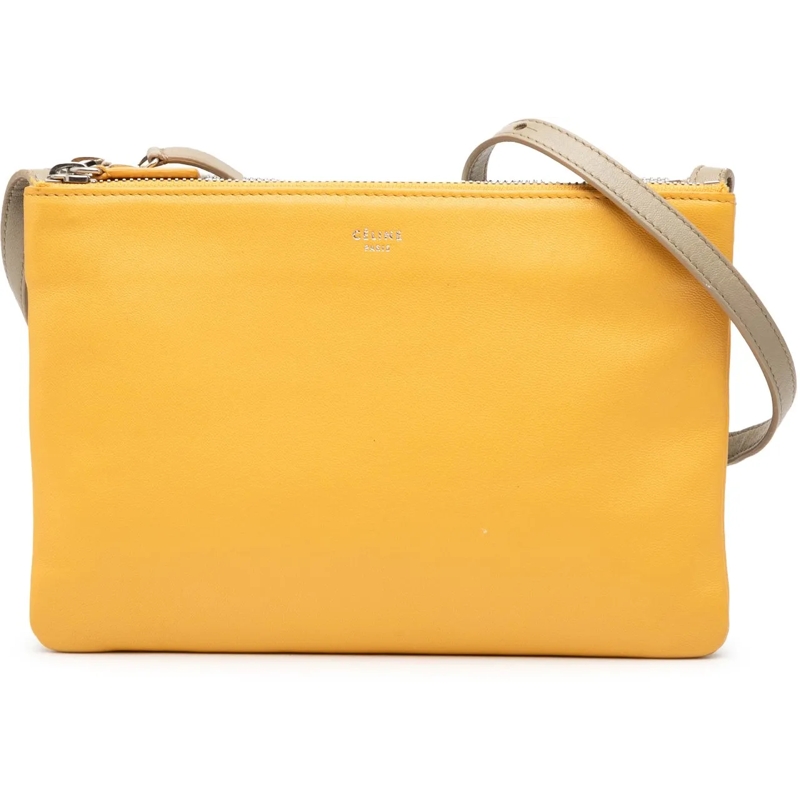 Celine Schultertasche Large Tricolor Lambskin Trio Crossbody gelb