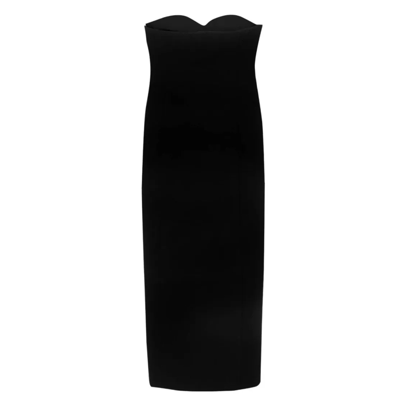 Khaite Midi-jurk Black Midi Dress With Sweetheart Neckline Black