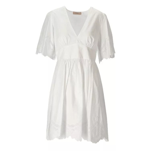 Twin-Set White Dress With Sangallo Embroidery White 