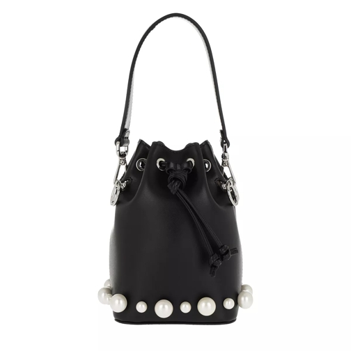 Fendi Mini Mon Tresor Pearl Bucket Bag Leather Black Borsa a secchiello