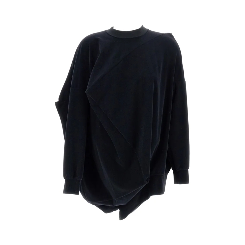 Junya Watanabe Trui Asymmetrical Oversized Sweater With Geometric Patt Black