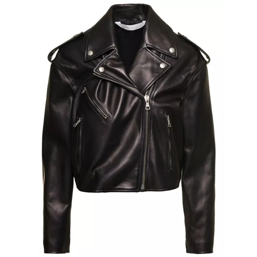 Palm Angels Cropped Leather Perfecto Black Giacche in pelle