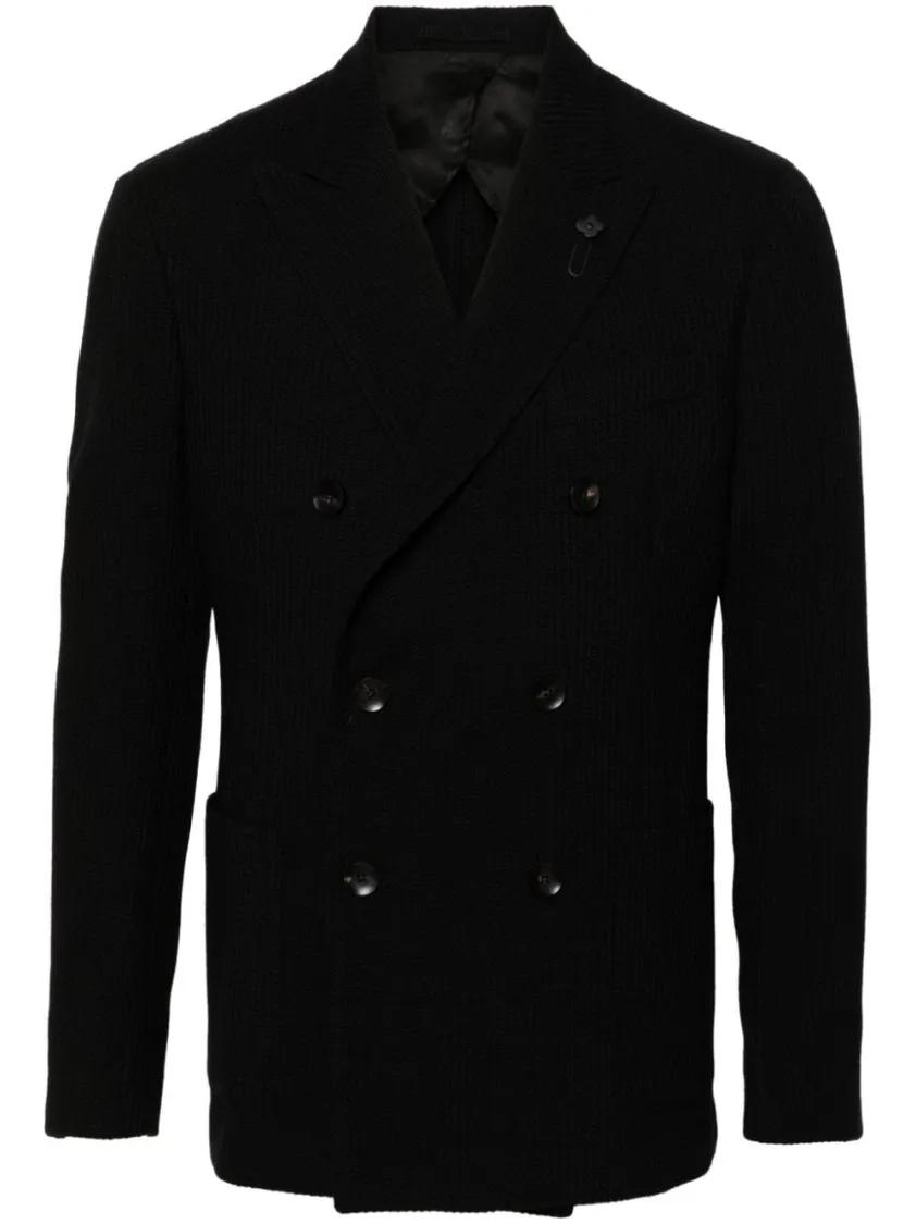 Thumbnail - Lardini - Black Wool Blend Jacket - Größe 50 - schwarz