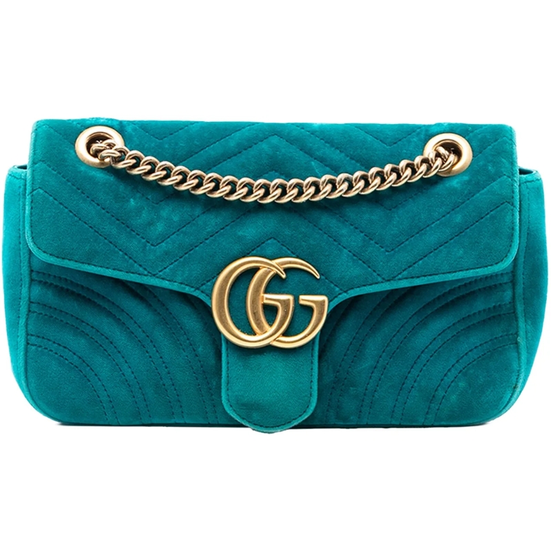 Gucci Schultertasche Medium GG Marmont Matelasse Velvet Shoulder Bag blau