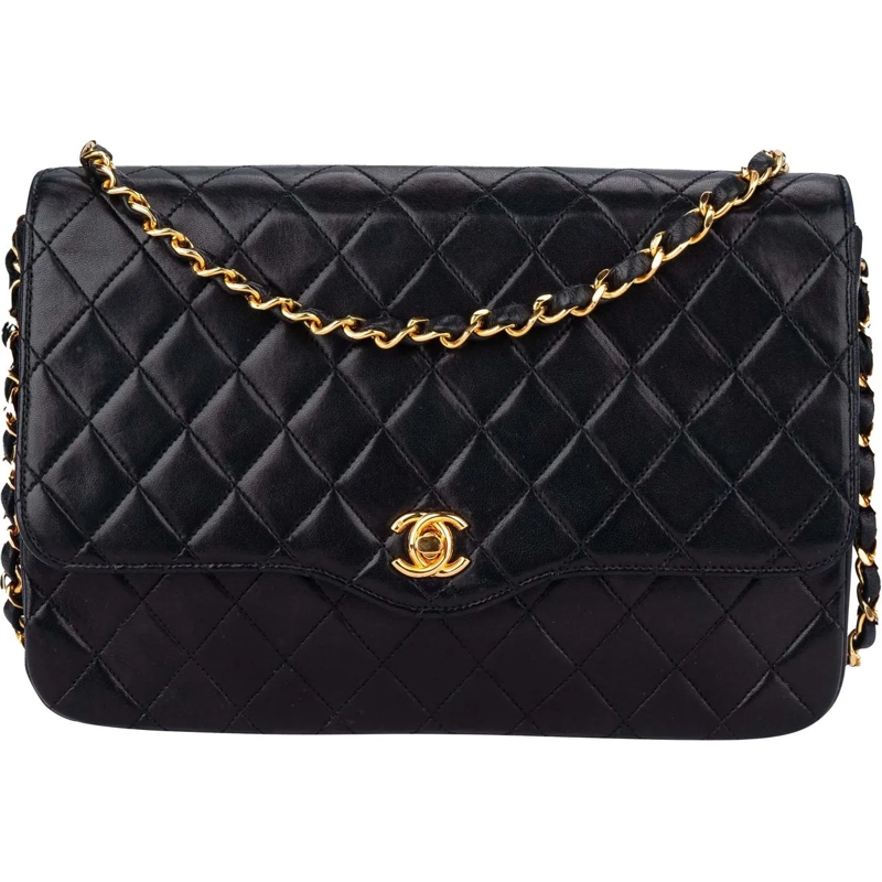 Chanel Schultertasche Chanel Quilted Lambskin 24k Gold Single Flap Cross mehrfarbig