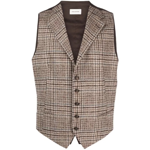 Tagliatore Plaid Check Vest Brown 