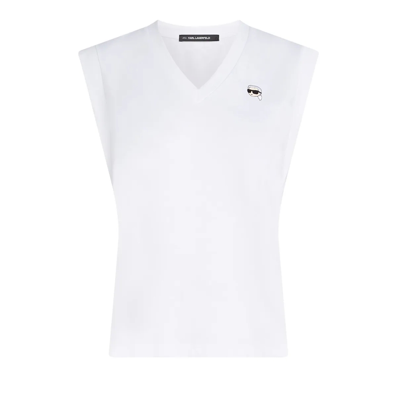 Karl Lagerfeld T-Shirt Ikon Tanktop mit V-Ausschnitt T-shirt weiss