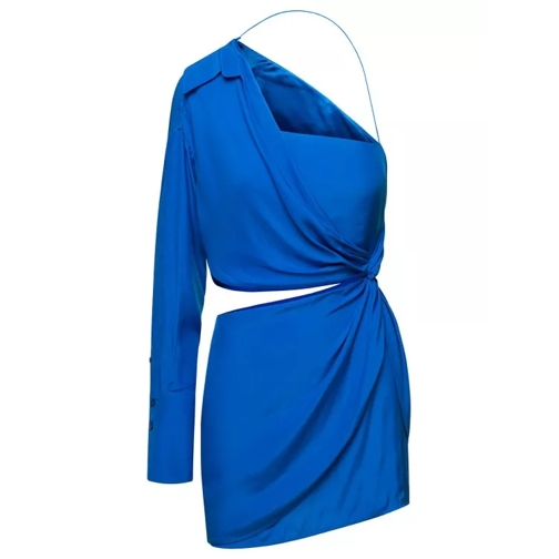 Gauge81 Arica' Blue One-Shoulder Draped Mini Dress With Cu Blue 