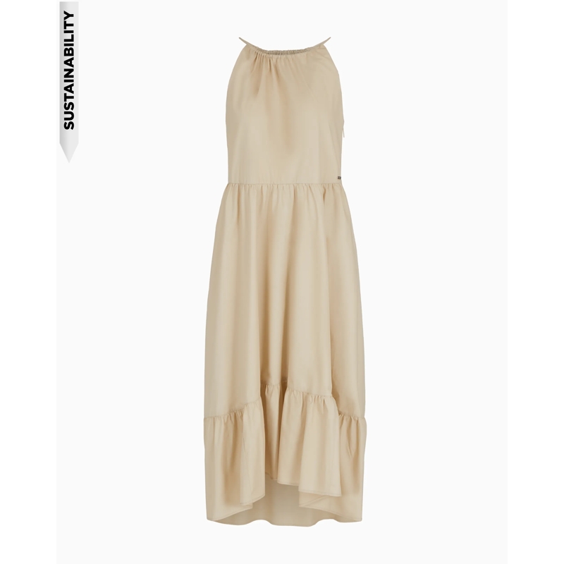 Armani Exchange Jurk Fluid Midi Dress With Halterneck Neutrals