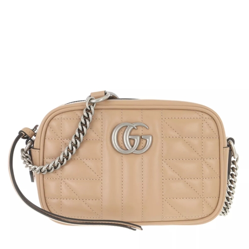 Gucci Mini GG Marmont Shoulder Bag Leather Beige Camera Bag