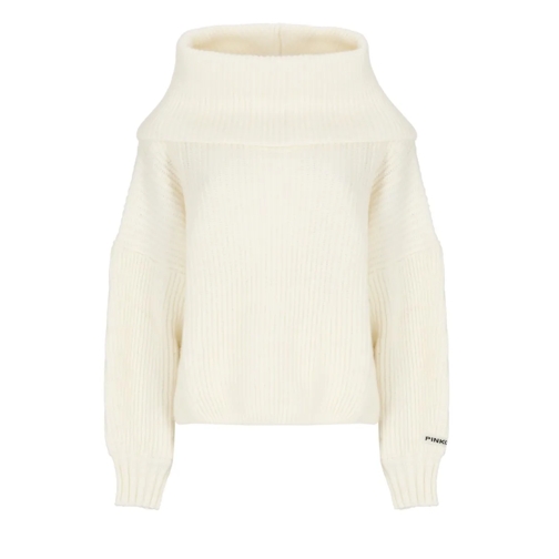 Pinko Mohair Blend Sweater White Maglia a collo alto