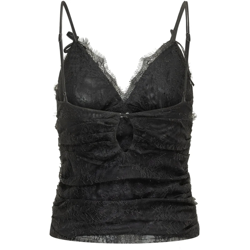Pinko Top Top in Pizzo con Spalline e Scollo a V schwarz(Image 2)