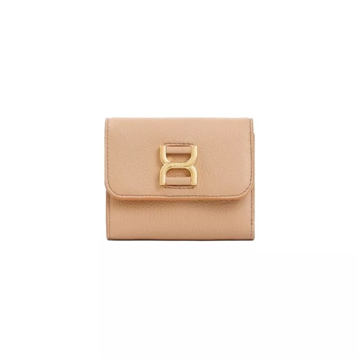 Chloé Beige Marcie Leather Wallet Brown Portafoglio a tre tasche