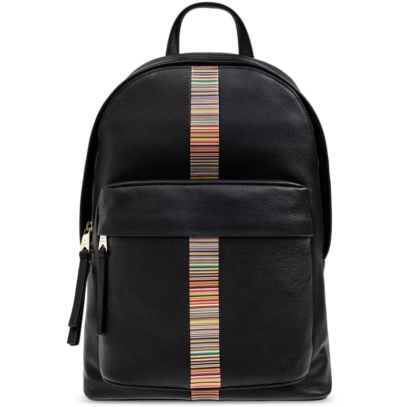 Paul Smith Rucksack Vertical Stripe Black Backpack With Top Zip Closur Black