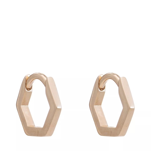 Rachel Jackson London 9K Solid Hexagon Huggie Hoop Earring gold Ring