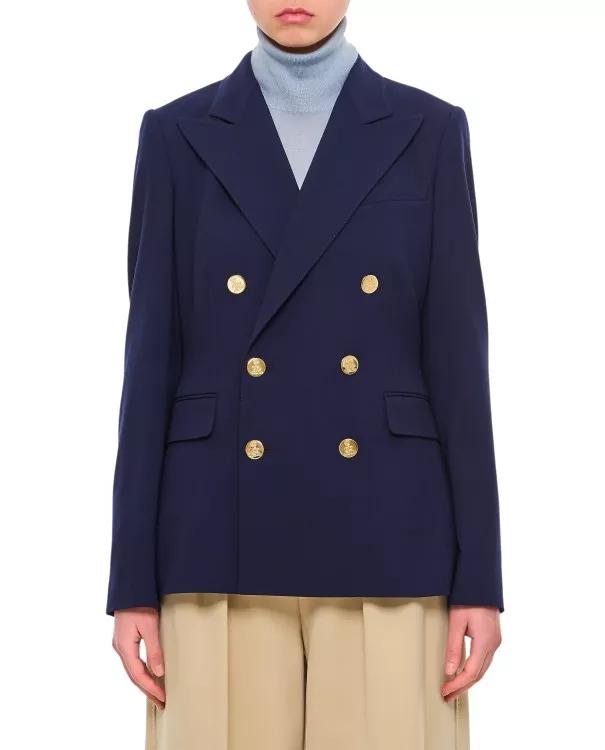 Ralph Lauren - Camden Wool Gabardine Double-Breasted Jacket - Größe 8 - blue