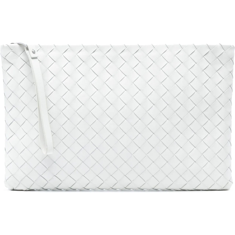 Bottega Veneta Pochette Nappa Intrecciato Wristlet Clutch weiß