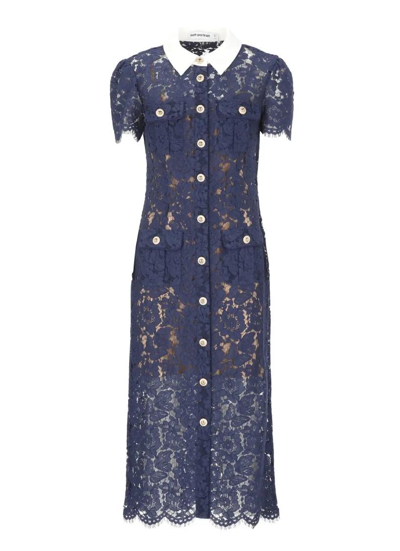 Thumbnail - self-portrait - Blue Lace Dress - Größe 8 - grau