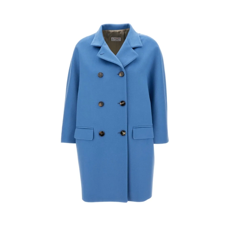 Alberto Biani Overgangsmantel Clear Blue Long Coat With Classic Collar Blue