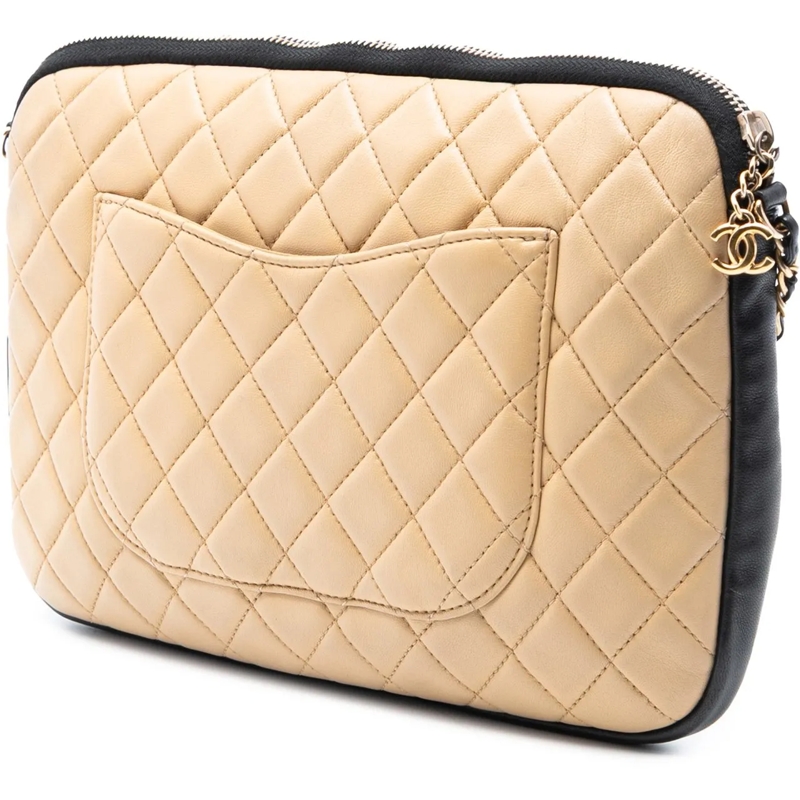 Chanel Schultertasche Small Quilted Lambskin Girl Clutch on Chain braun