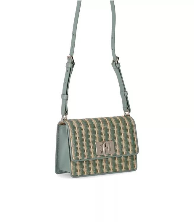 Furla Shoppers 1927 Mini Rafia Green Crossbody Bag in groen