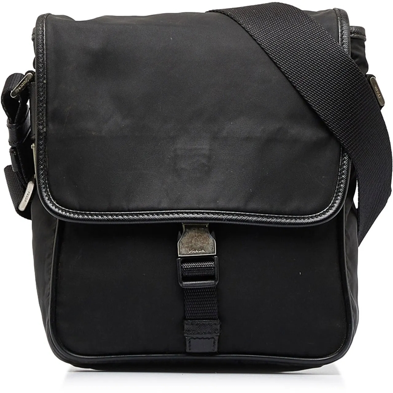 Prada Schultertasche Tessuto Buckle Messenger Bag schwarz