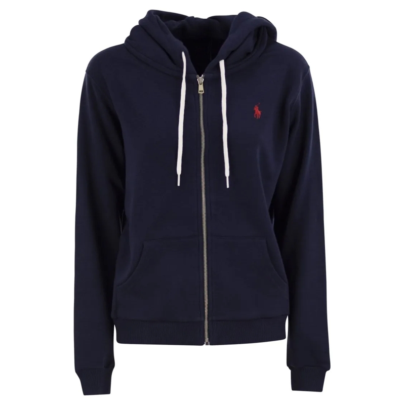 Polo Ralph Lauren  Hooded Fleece Zip-Up Top With Embroidered Logo Blue