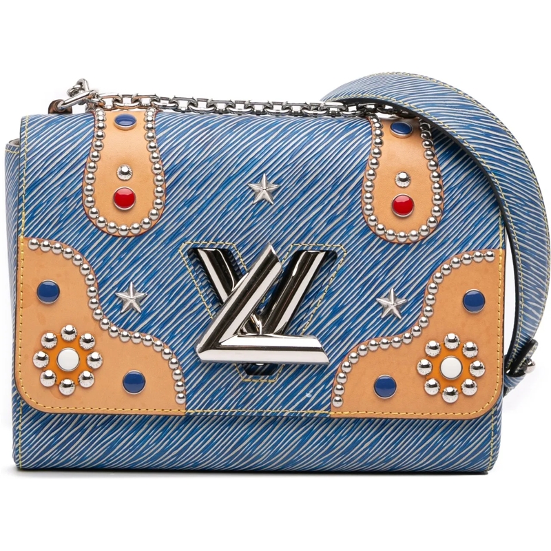 Louis Vuitton Schultertasche Epi Denim Studded Twist MM blau